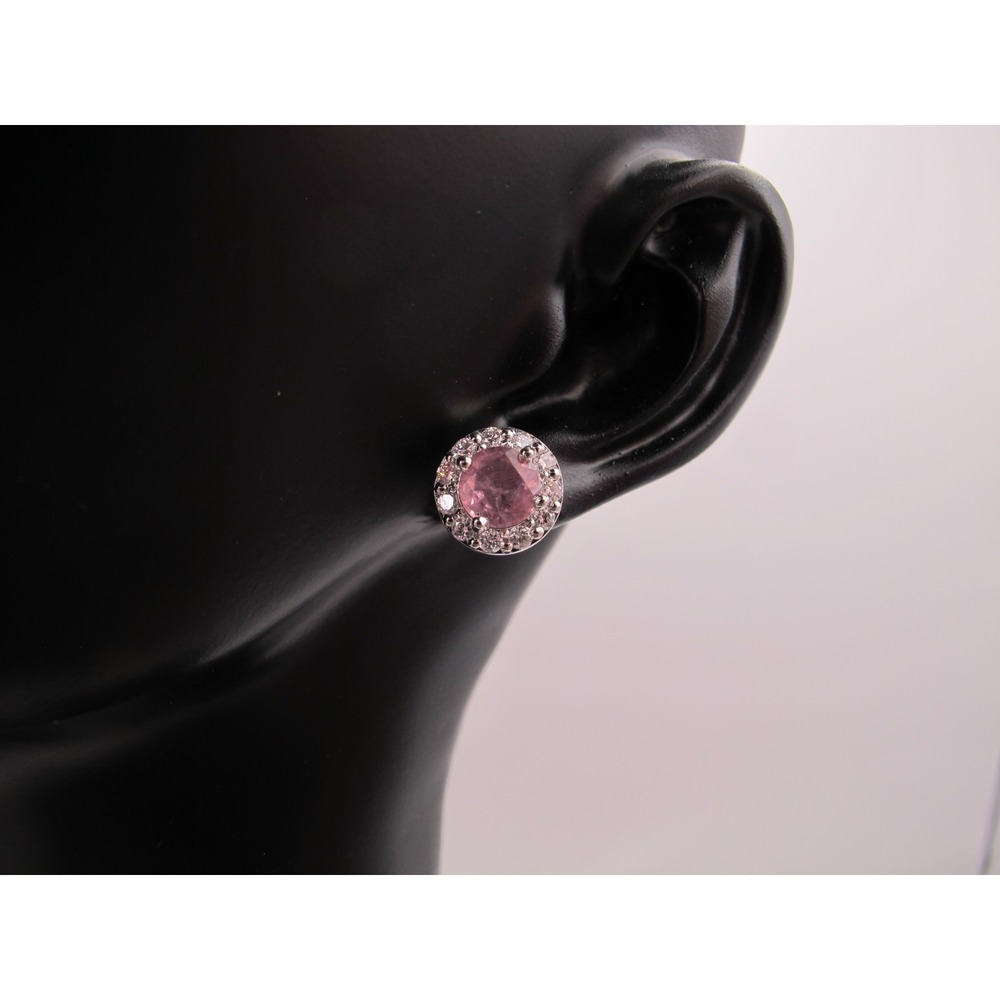 Brilliant 2.54 ct Pink Ruby and Lab Created Diamond Earrings